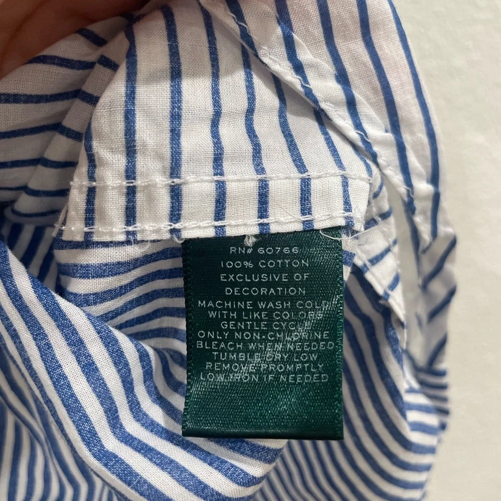 Ralph Lauren Blue and White Pinstriped Pajama Short Set 100% Organic Cotton